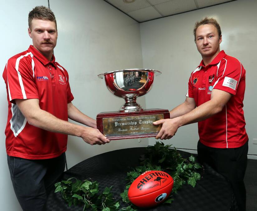 Collingulie-Glenfield Park coach Luke Gestier and Griffith counterpart Will Griggs on Thursday. Picture: Les Smith