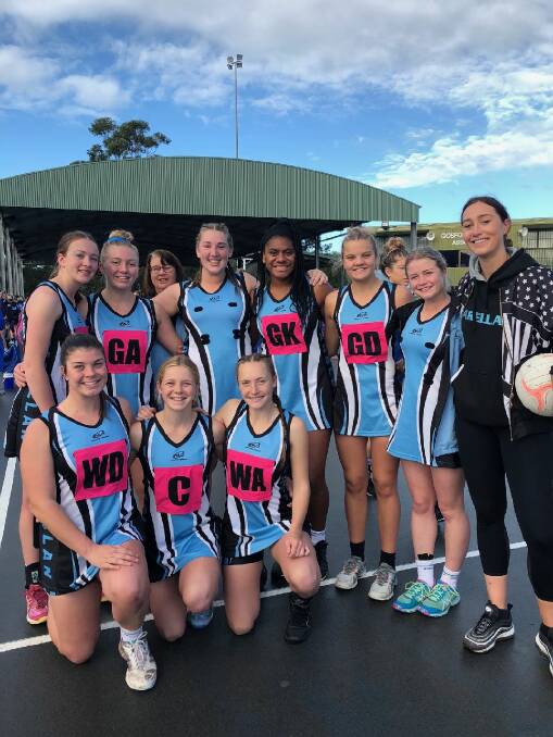 PROUD: Barellan at the state championships; (back row) Jessica Barrow, Rosemary Clark (Coach), Brooke Anderson, Grace Koravata, Lily Sharpe, Lucy Pattingale, Bridgette Keely; (front) Maddison Casey, Jessica Conlan & Keisha McLean.