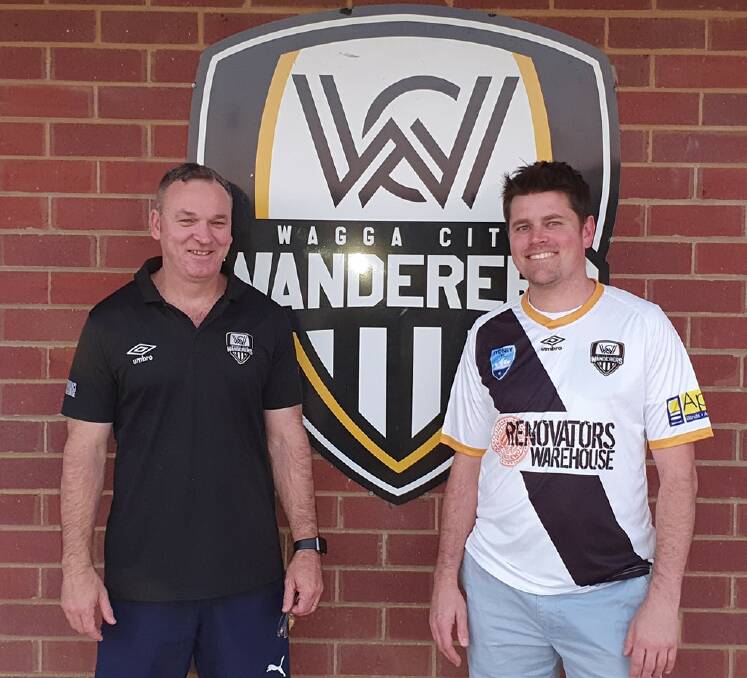 NEW SIGNING: Wagga City Wanderers coach Michael Babic welcomes Matt Menser on board to the club. Picture: Wagga City Wanderers