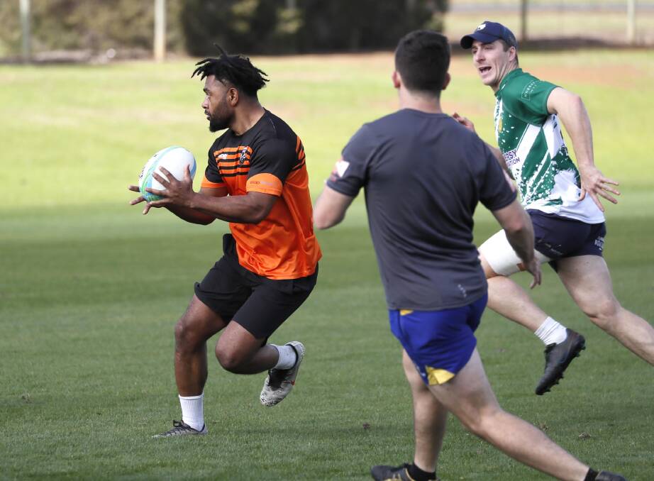 KEY ADDITION: Wagga City's Noa Rabici in action at Southern Inland Rugby Union (SIRU) men's representative training last Sunday. Rabici will play at outside centre on Saturday. Picture: Les Smith