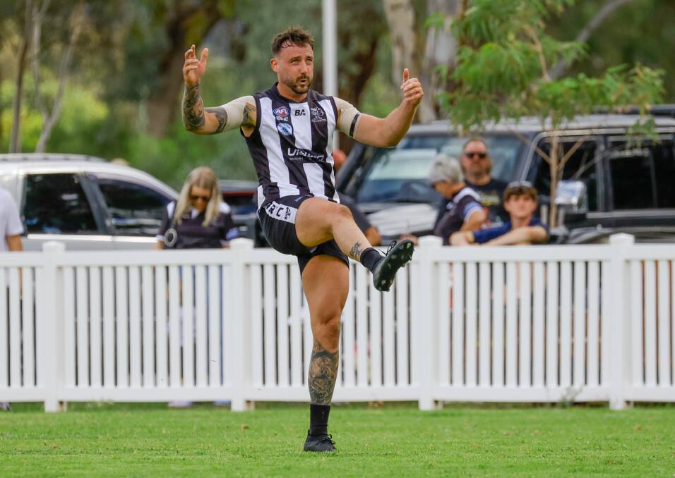 The Rock-Yerong Creek centre-half-forward Dean Biermann will miss at least a month of football with a shoulder injury. Picture by Bernard Humphreys