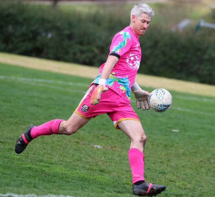 ALL OVER: Wagga City Wanderers' captain Robert Fry in action during the 2021 season, that was called off this week. Picture: Emma Hillier