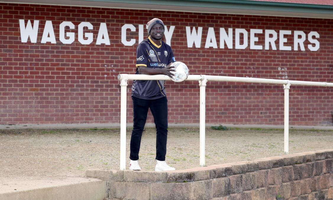 BACK IN BUSINESS: Jacob Ochieng is looking forward to Wagga City Wanderers' big game against Canberra White Eagles at Gissing Oval on Saturday. Picture: Les Smith
