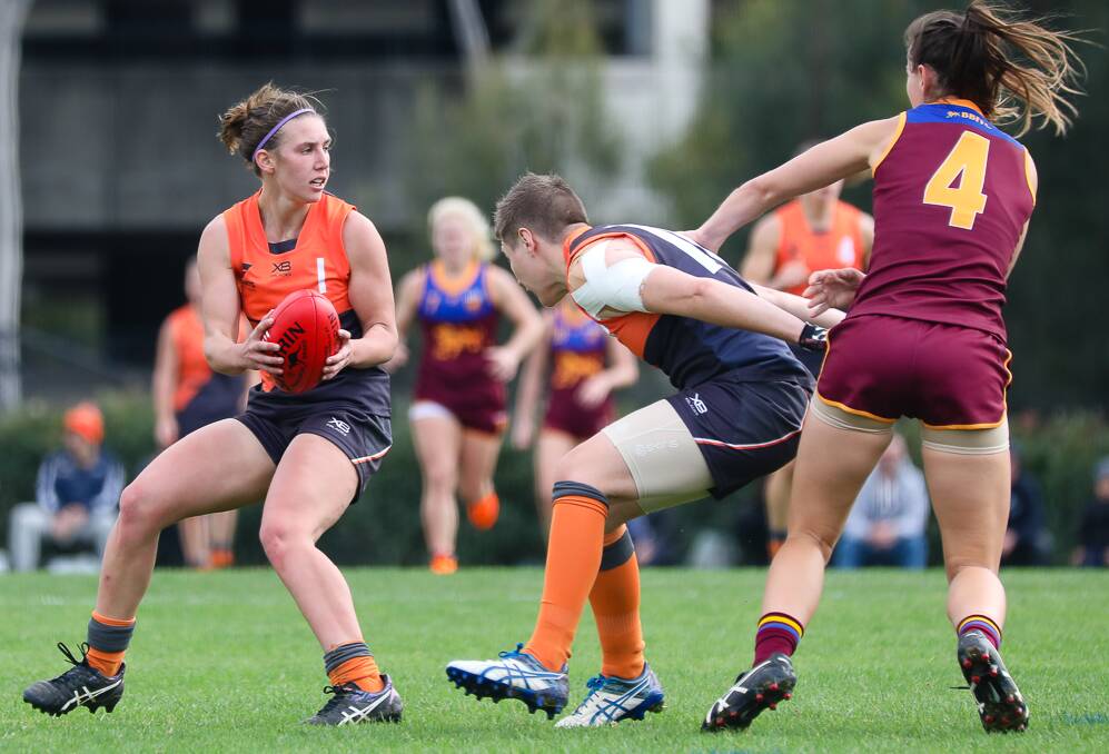 OPPORTUNITY: Charles Sturt University's Gab Goldsworthy in action for Southern Giants against Brisbane Lions in Sydney on Sunday. Picture: Brad Redfern Photography