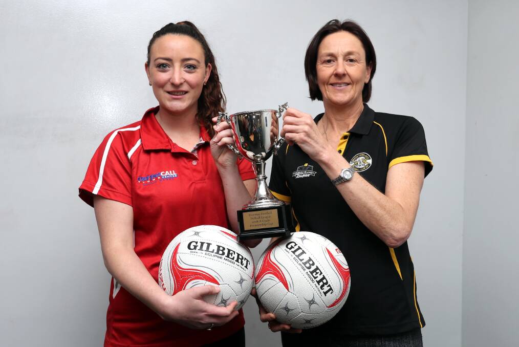 MEET AGAIN: Collingullie-Glenfield Park A grade netball coach Jemima Norbury and Wagga Tigers counterpart Julie Cornell. Picture: Les Smith
