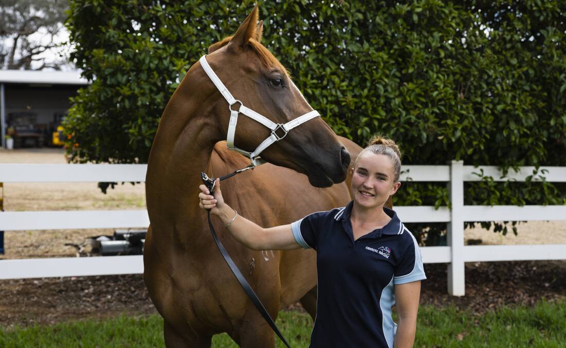 Wagga apprentice jockey Ella McGuirk with Kockibitoo on Friday ahead of their assignment at Murrumbidgee Turf Club on Saturday. Picture by Ash Smith