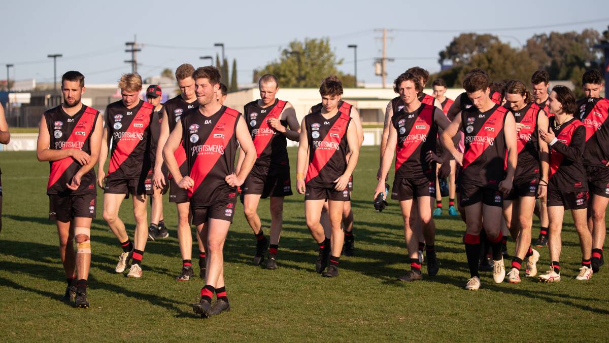 A shattered Marrar group leave Robertson Oval after a preliminary final loss to Northern Jets on Saturday. Picture by Madeline Begley