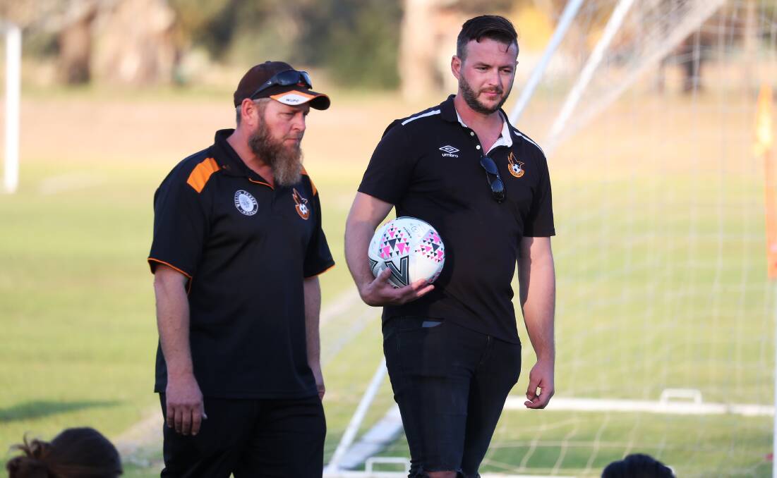 HUNGRY: Wagga United co-coaching partnership Scott Rohrich and Aaron Mo'ane are desperate for three points this Sunday against Tolland. Picture: Emma Hillier