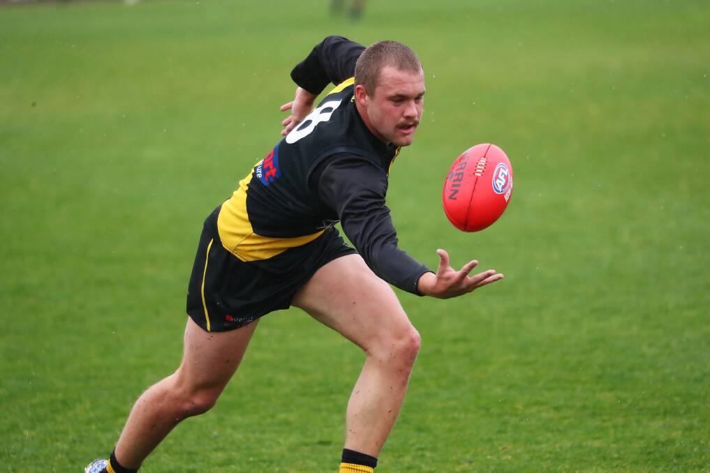 Charlie Bance in action for Wagga Tigers during the AFL Riverina Championship.