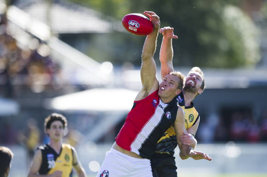 KEY SIGNING: Ainslie ruckman Ben Perry in action against Queanbeyan in 2017. He has signed with Narrandera for 2019. Picture: Rohan Thomson