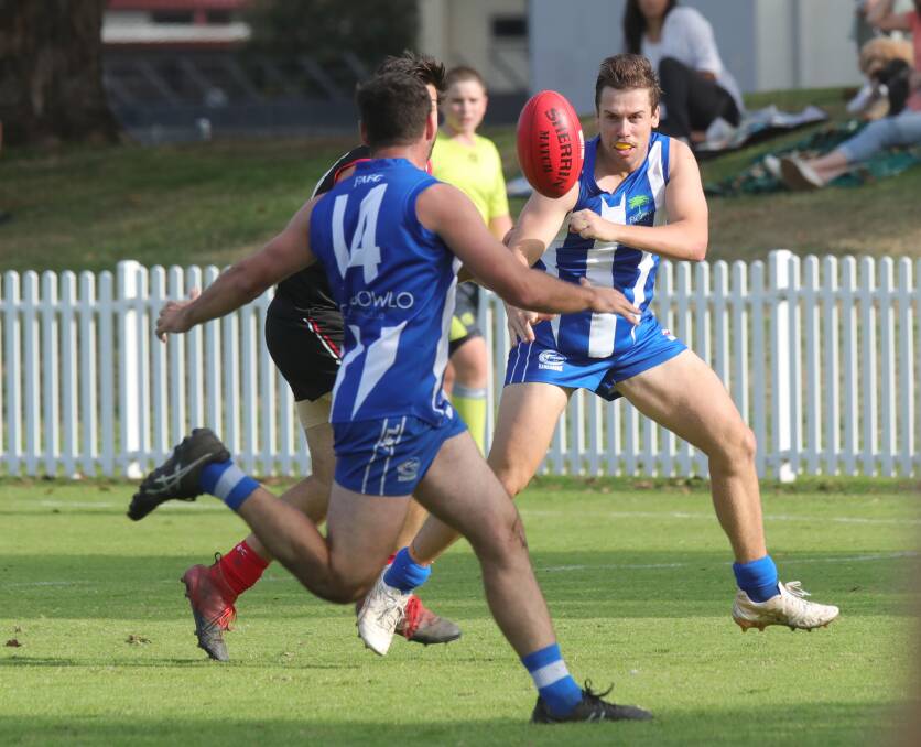 Max Harper in action for Figtree in the AFL South Coast competition this year. He will return to his home club Northern Jets next season. Picture by Sylvia Liber