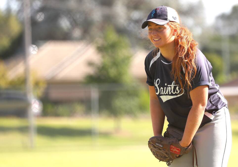 KEY PLAYER: Saints will look for a big performance from pitcher Tessa McGlynn in Saturday's grand final if they are to overcome the might of South Wagga Warriors. Picture: Kieren L Tilly