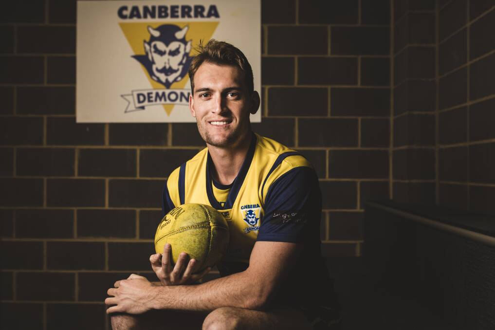 PRIZED SIGNING: Canberra Demons defender Sam Martyn has
signed with Ganmain-Grong Grong-Matong. Picture: Jamila Toderas