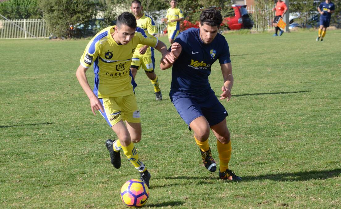 NEW FACE: Dom Ciampa (left) has crossed over from Yoogali to join Tolland for the Pascoe Cup season. Picture: The Area News