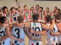 North Wagga belt out their team song at Coleambally Sportsground on Saturday. Picture by North Wagga AFNC