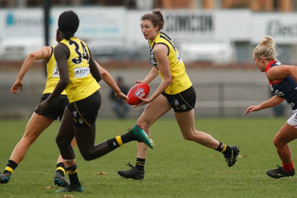 Rebecca Miller in action for Richmond in the VFLW competition this season. Picture: Richmond Football Club