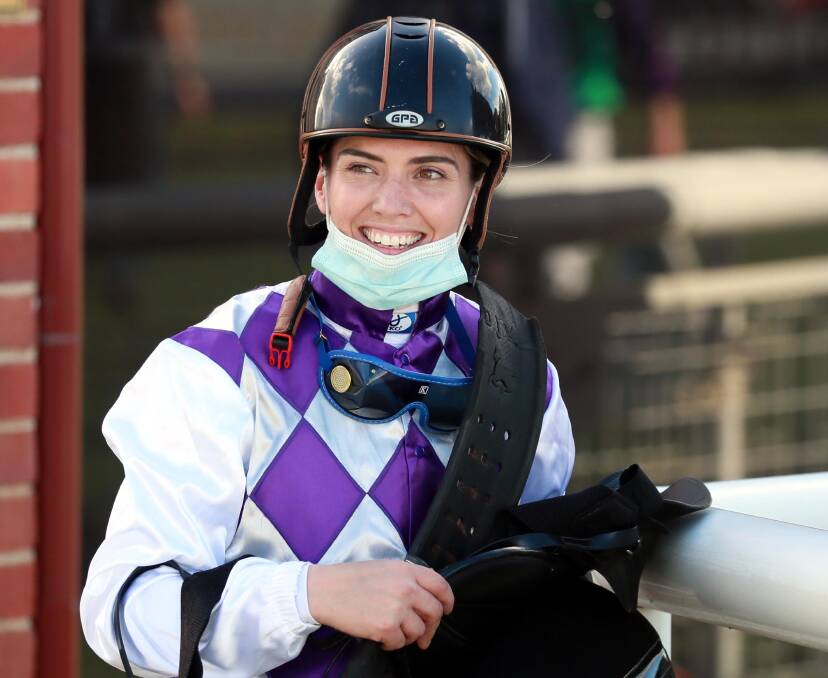 ALL SMILES: Kayla Nisbet returns after her win on Testator Silens at Murrumbidgee Turf Club on Saturday. Picture: Les Smith