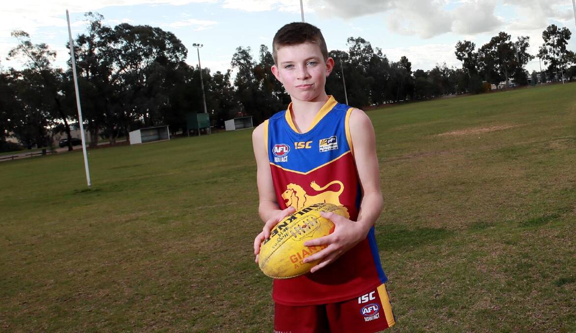 WINNER: Ganmain-Grong Grong-Matong young gun Cooper Higgins was named the under 12 football best and fairest winner. Picture: Les Smith
