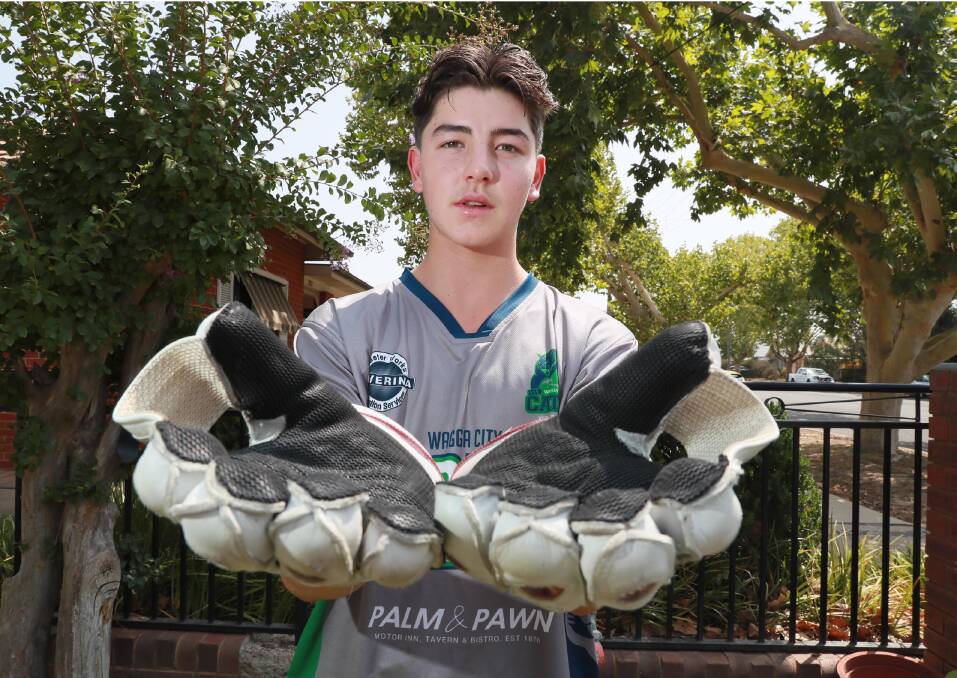 YOUNG GUN: Wagga City teenage keeper Blake Walker at home on Thursday ahead of Saturday's clash against South Wagga. Picture: Les Smith
