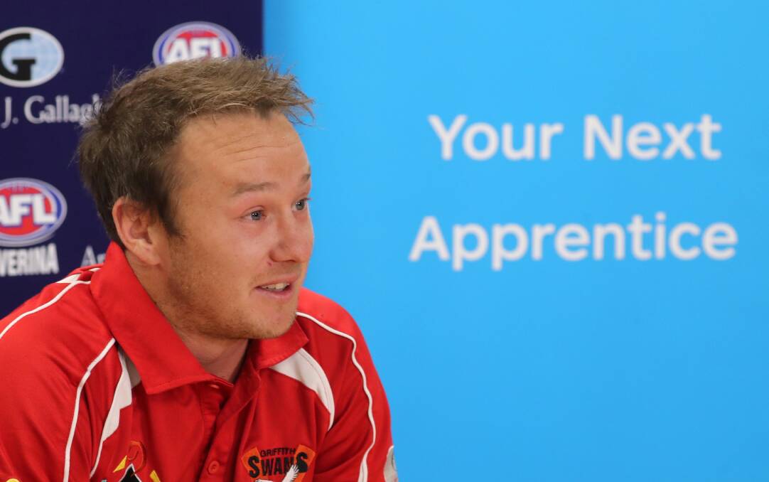 READY TO GO: Griffith coach Will Griggs at AFL House in Wagga on Thursday for the grand final media conference. Picture: Les Smith