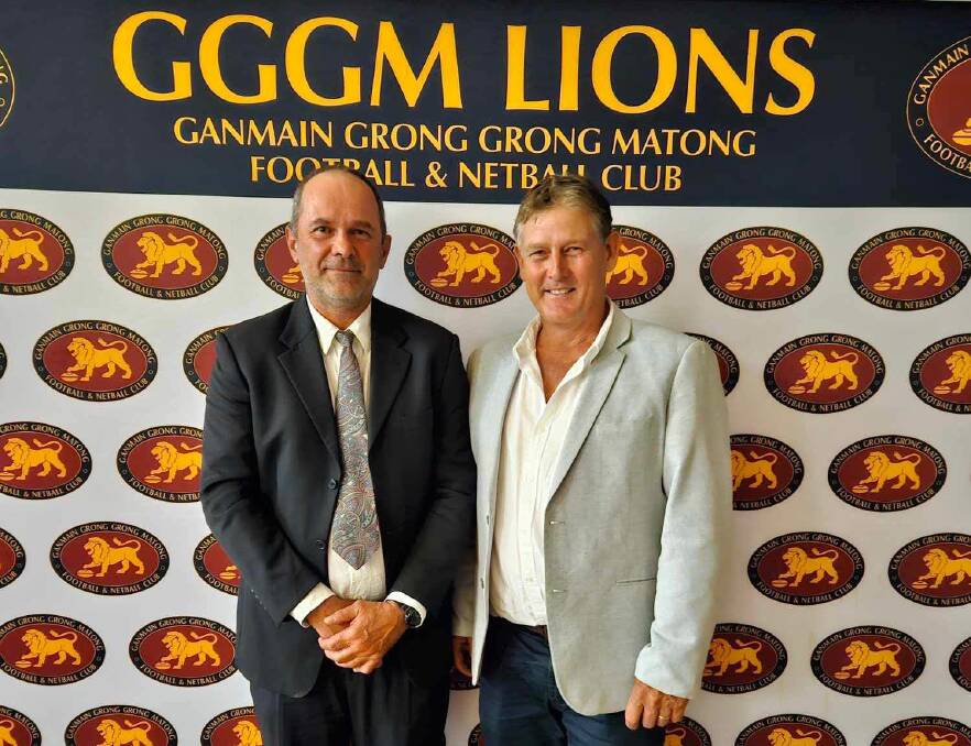 Reiner Meier is presented with life membership by Ganmain-Grong Grong-Matong president Jason Hamblin. Picture by Ganmain-Grong Grong-Matong FNC