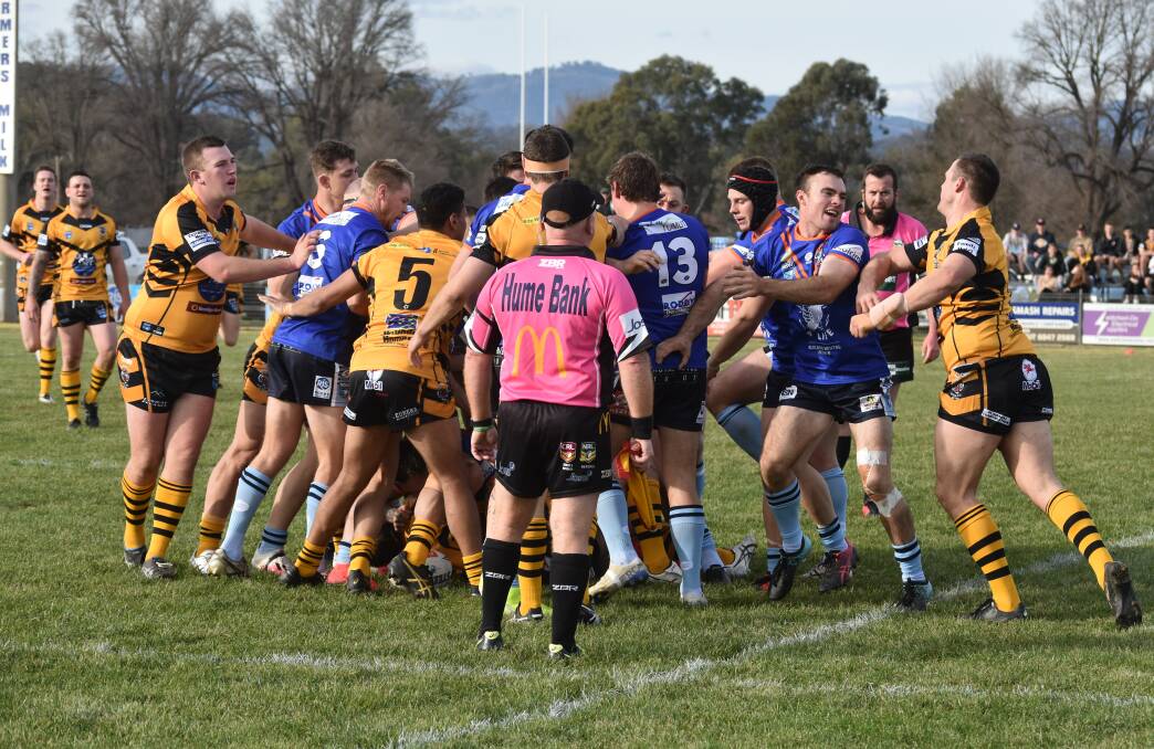 Tensions boil over between Gundagai and Tumut last week. Picture: Courtney Rees