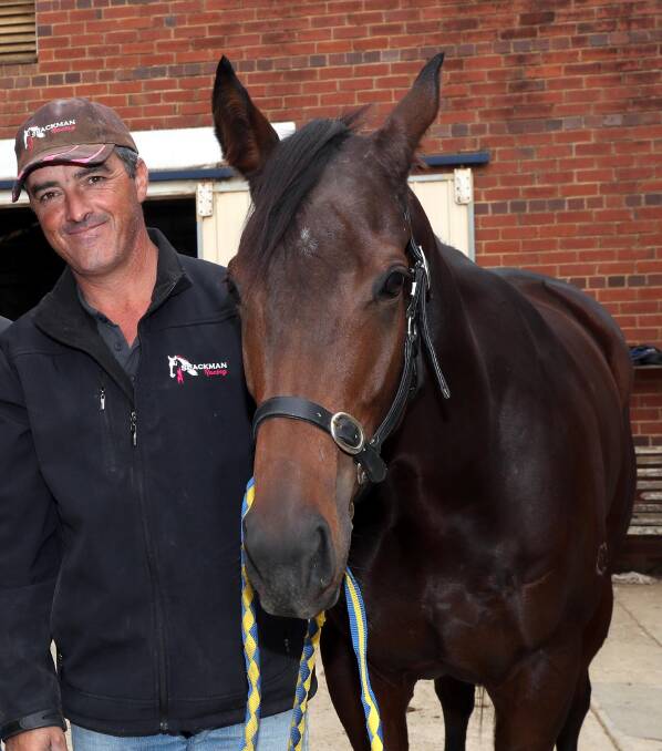 Wagga trainer Scott Spackman with top mare Takookacod. She will run over the mile for the first time on Tuesday in the Ted Ryder Cup Prelude.