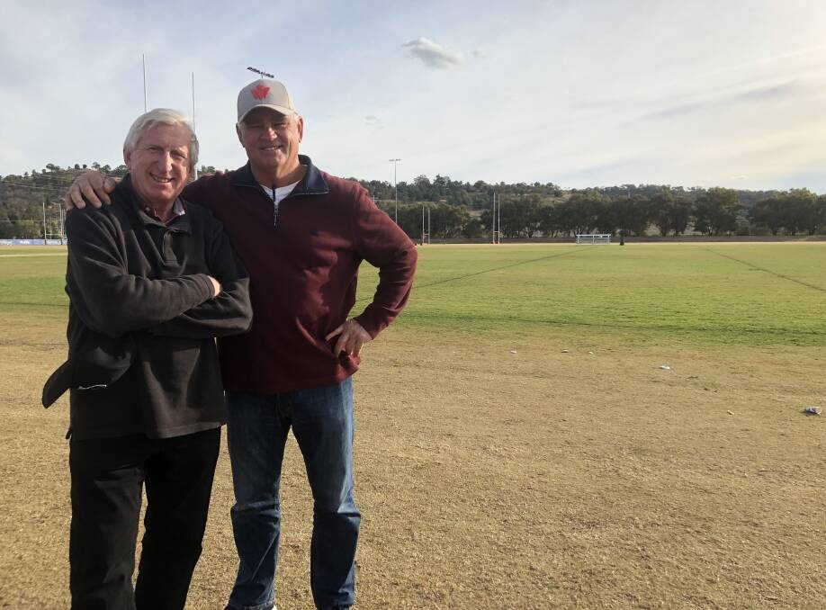 Steve and Chris Mortimer at Parramore Park on Tuesday. 