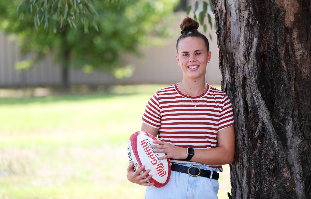 ON THE MOVE: Talented footballer Sophie Quirk at home in Wagga on Tuesday ahead of her move to Japan. Picture: Emma Hillier