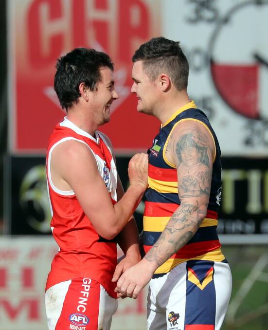 SUSPENDED: Dan Kennedy and Leeton-Whitton coach Jade Hodge exchange words at Crossroads Oval last Saturday week. Picture: Les Smith