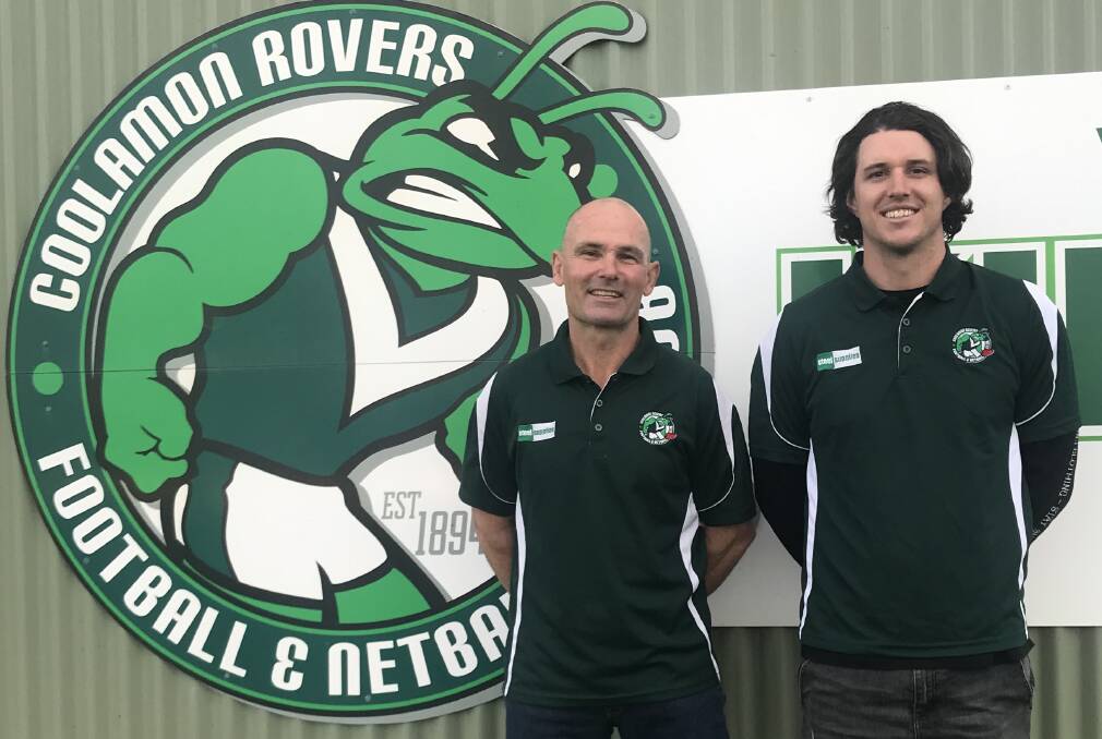 NEW PARTNERSHIP: Coolamon's new co-coaches Mark Carroll and Jake Barrett for the upcoming 2021 Riverina League season. Picture: Coolamon FNC