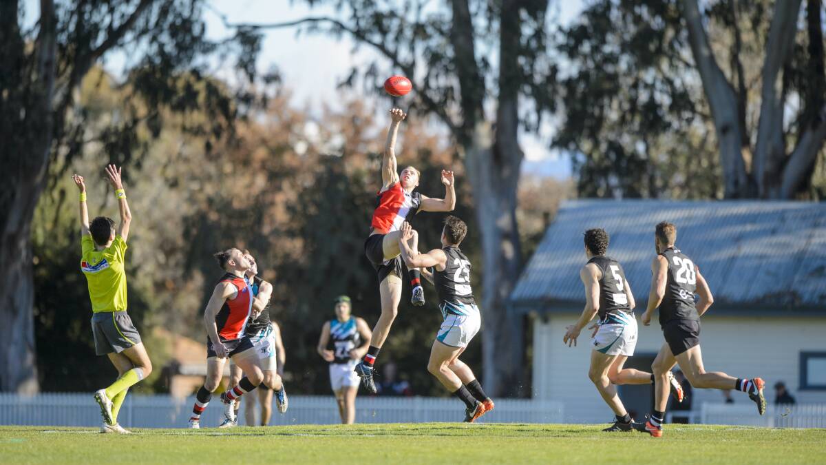Narrandera ruckman Ben Perry in action back at Ainslie.