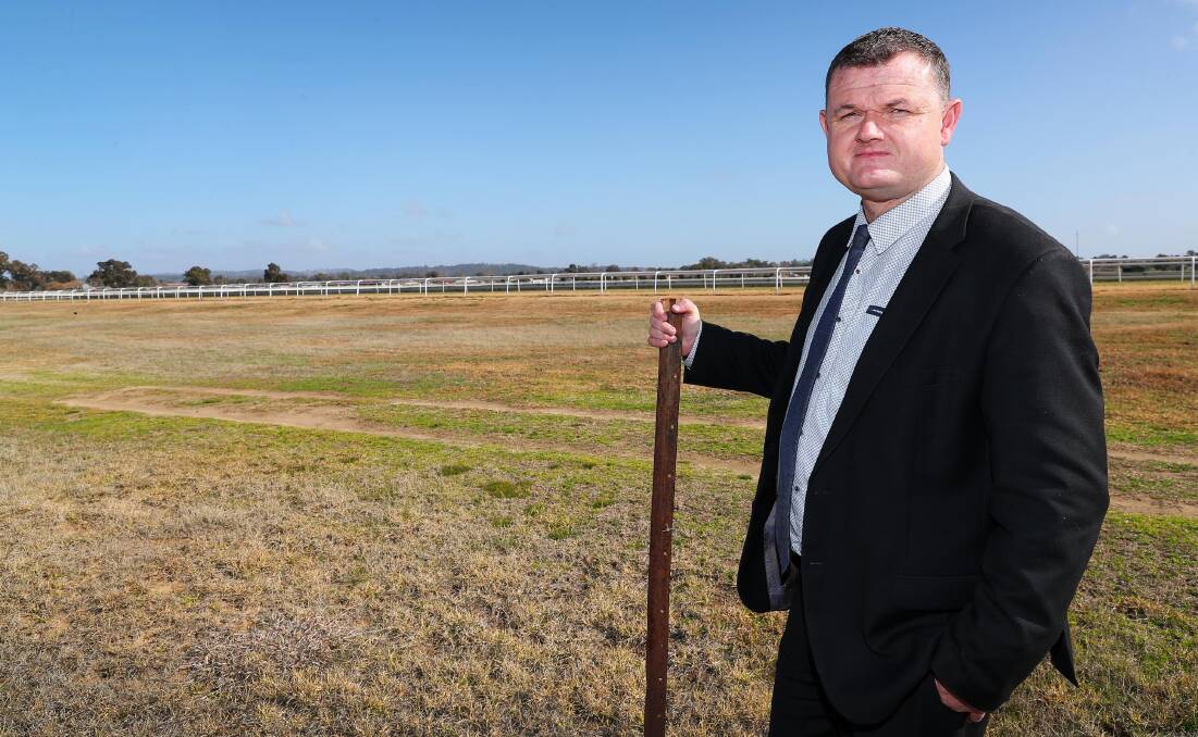 WORK IN PROGRESS: Scott Sanbrook at the site where Murrumbidgee Turf Club hopes to build new stables.