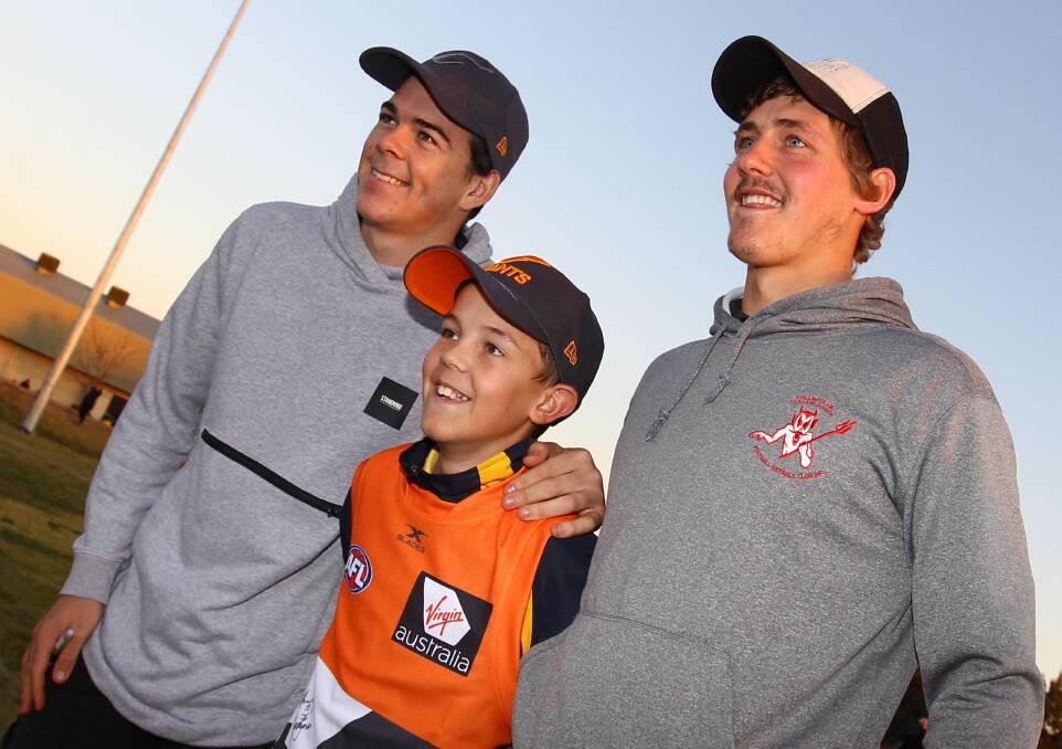 BETTER DAYS: Collingullie pair Matt Kennedy (left) and Harry Perryman (right), were two of the last AFL Riverina footballers to be drafted. Picture: Les Smith