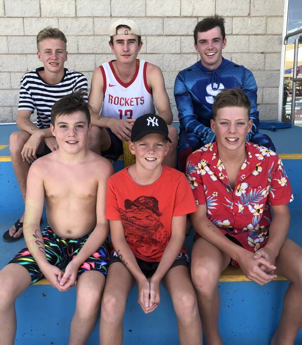 CHAMPIONS: Boys age champions at The Riverina Anglican College's swimming carnival: Matthew Galloway, Angus Beggs, William Beggs, Hamish Hart, Luke Fellows and James Rossiter.