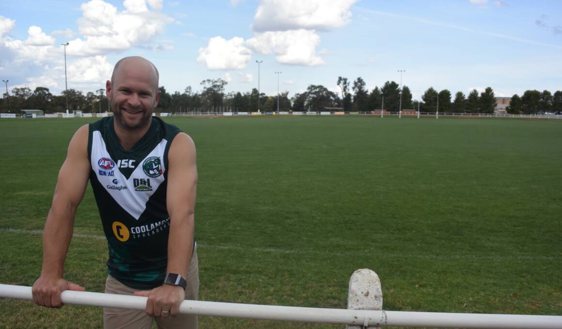 NEW BEGINNING: First-year Coolamon co-coach Jamie Maddox shows off the recently renovated Kindra Park ahead of Sunday's derby against Ganmain-Grong Grong-Matong. Picture: Matt Malone