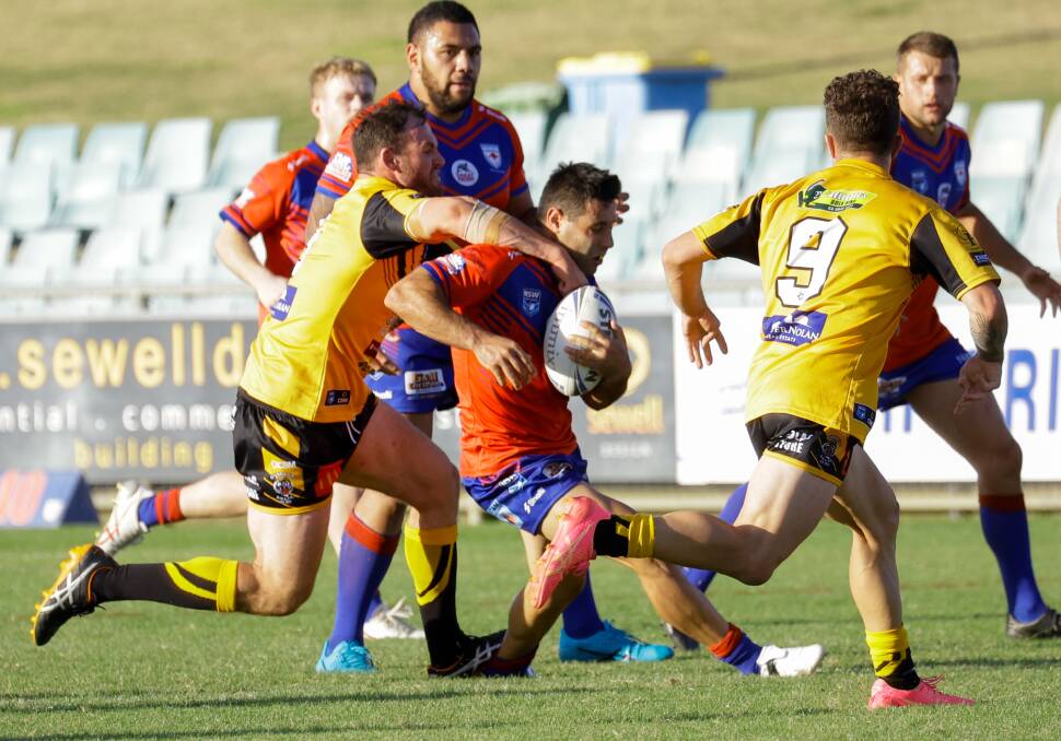 Kangaroos captain-coach Nathan Rose in action against former club Gundagai last month. Rose faces at least a month on the sidelines with a broken thumb. Picture by Bernard Humphreys