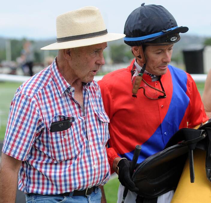 WINNERS: Wagga trainer Peter Morgan and jockey Mathew Cahill, pictured together in 2018, combined for success on Wagga Town Plate day on Thursday.