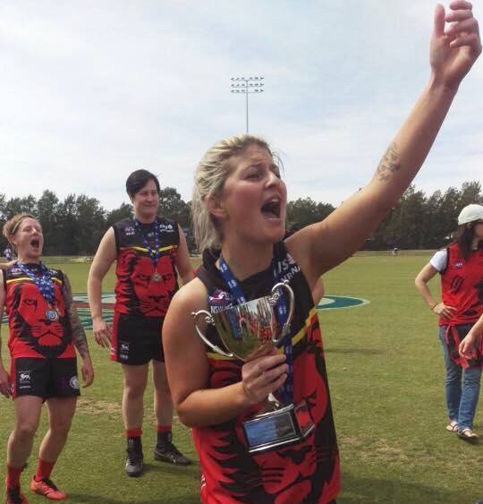 SPECIAL MILESTONE: Riverina Lions captain Amy Coote, enjoying last year's premiership, will play her 200th game for the club on Saturday.