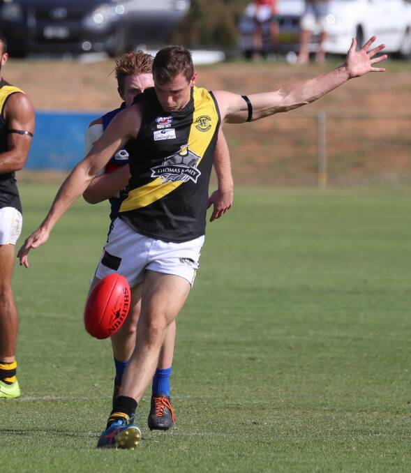 Tom Keogh in action for Wagga Tigers last Friday against Turvey Park. Picture: Les Smith