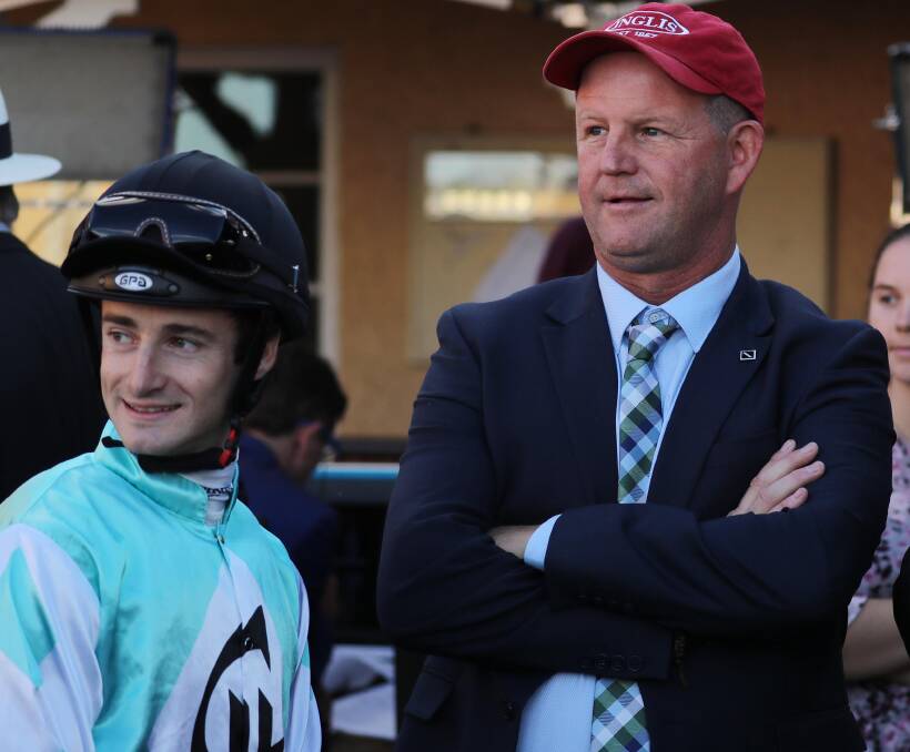 OPPORTUNITY: Wagga apprentice jockey Josh Richards with trainer Chris Heywood before this year's Wagga Gold Cup. Picture: Les Smith