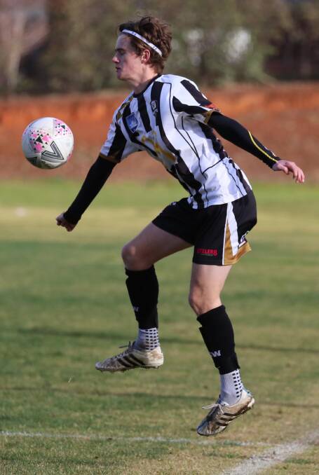 EMERGING LEADER: Sam Jones in action for Wagga City Wanderers in 2018. Jones is enjoying a fine season in first grade this year.