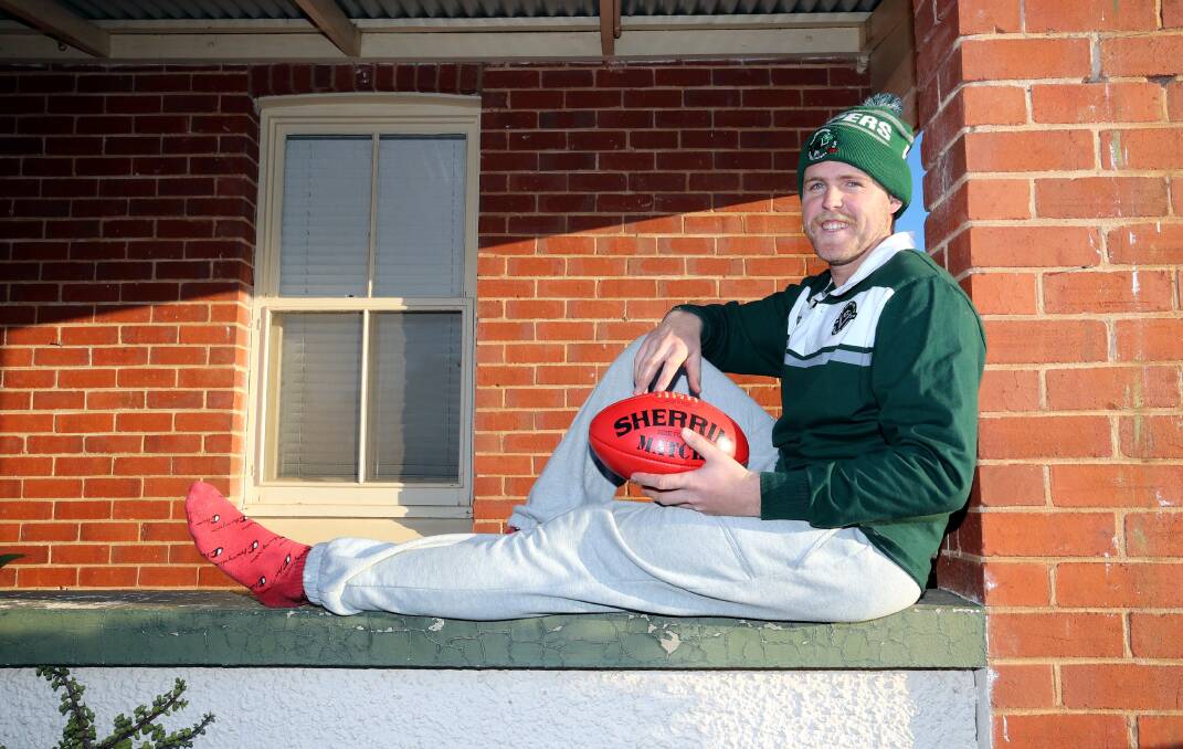 BREAKOUT SEASON: Coolamon forward Matt McGowan kicks back at home in Wagga on Thursday ahead of Saturday's big game against Griffith. Picture: Les Smith