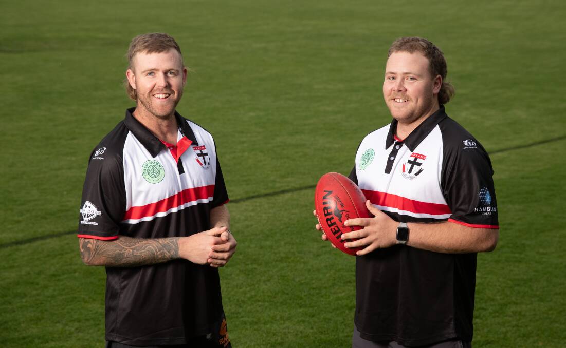 New North Wagga assistant coach Matt McGowan alongside his brother Will as they prepare to play their first game for the Saints on Saturday. Picture by Madeline Begley