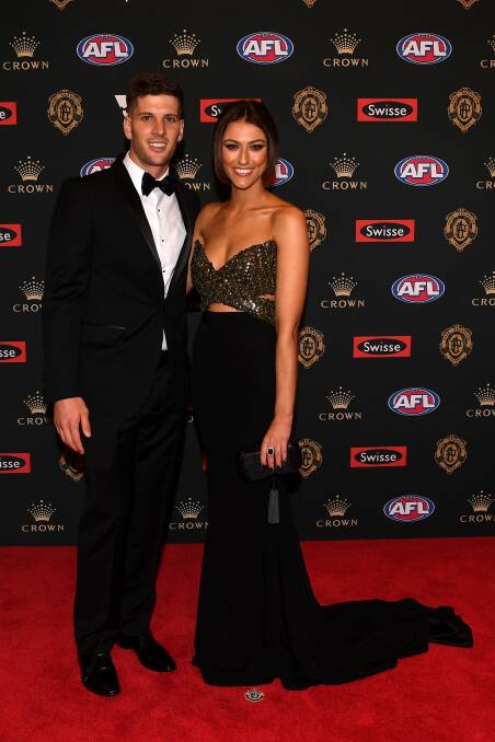 Luke Breust and partner Anthea Pellow at the Brownlow Medal on Monday night.