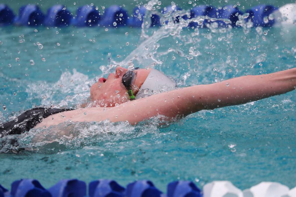 AGE CHAMPION: Holly Jobson, 16, in action at the Wagga Christian College swimming carnival at Oasis Regional Aquatic Centre on Friday. Picture: Emma Hillier