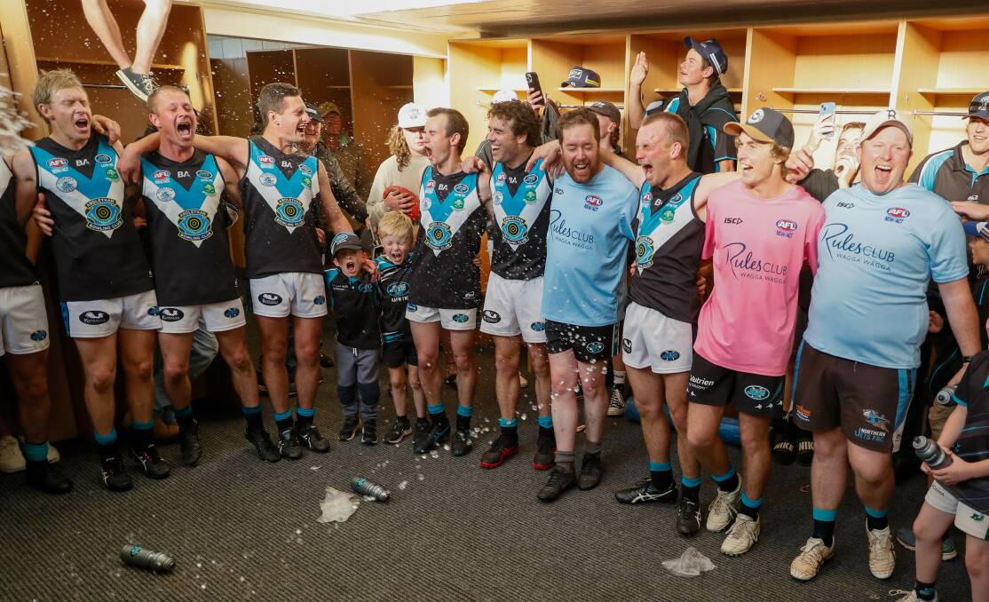 Northern Jets celebrate their preliminary final win at Robertson Oval on Saturday that puts them through to their first grand final since 2007. Picture by Les Smith