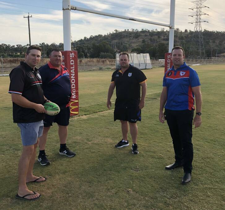 NEW ERA: Presidents of the four Wagga junior clubs; Ted Wright (Brothers), Daryl Pellow (Turvey Park), Luke Hazel (Magpies) and Chris Jordan (Kangaroos) announced the launch of a new competition on Wednesday. 