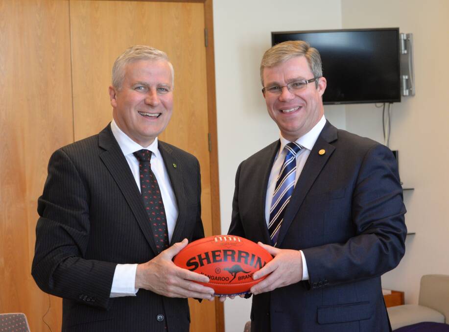 FRIENDLY BANTER: Member for Riverina Michael McCormack and Temora mayor Rick  Firman have had a bet on Saturday's Farrer League grand final. 
