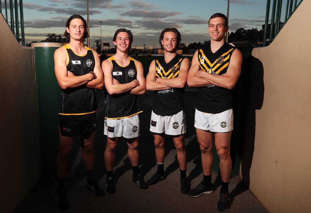 Tom Keogh (far right) with cousins Reid Gordon, Bailey Wileman and brother Will at Robertson Oval this year. Picture: Emma Hillier